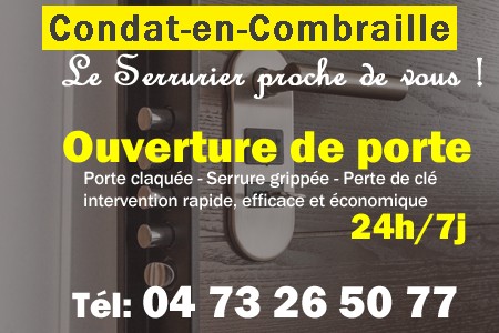 Ouverture de porte Condat-en-Combraille - Porte claquée Condat-en-Combraille - Porte fermée Condat-en-Combraille - serrure bloquée Condat-en-Combraille - serrure grippée Condat-en-Combraille