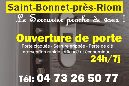 Ouverture de porte Saint-Bonnet-près-Riom - Porte claquée Saint-Bonnet-près-Riom - Porte fermée Saint-Bonnet-près-Riom - serrure bloquée Saint-Bonnet-près-Riom - serrure grippée Saint-Bonnet-près-Riom
