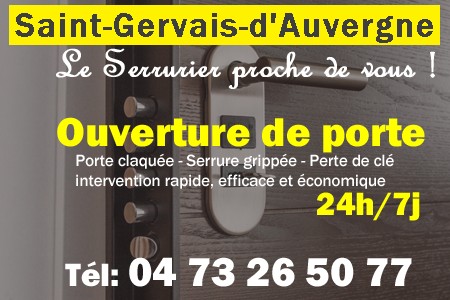 Ouverture de porte Saint-Gervais-d'Auvergne - Porte claquée Saint-Gervais-d'Auvergne - Porte fermée Saint-Gervais-d'Auvergne - serrure bloquée Saint-Gervais-d'Auvergne - serrure grippée Saint-Gervais-d'Auvergne