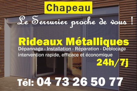 rideau metallique Chapeau - rideaux metalliques Chapeau - rideaux Chapeau - entretien, Pose en neuf, pose en rénovation, motorisation, dépannage, déblocage, remplacement, réparation, automatisation de rideaux métalliques à Chapeau