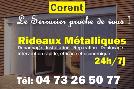 rideau metallique Corent - rideaux metalliques Corent - rideaux Corent - entretien, Pose en neuf, pose en rénovation, motorisation, dépannage, déblocage, remplacement, réparation, automatisation de rideaux métalliques à Corent