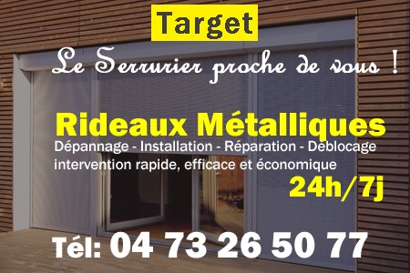 rideau metallique Target - rideaux metalliques Target - rideaux Target - entretien, Pose en neuf, pose en rénovation, motorisation, dépannage, déblocage, remplacement, réparation, automatisation de rideaux métalliques à Target