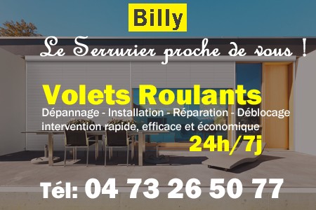 volet roulant Billy - volets Billy - volet Billy - entretien, Pose en neuf, pose en rénovation, motorisation, dépannage, déblocage, remplacement, réparation, automatisation de volet roulant à Billy