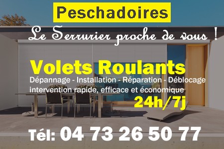 volet roulant Peschadoires - volets Peschadoires - volet Peschadoires - entretien, Pose en neuf, pose en rénovation, motorisation, dépannage, déblocage, remplacement, réparation, automatisation de volet roulant à Peschadoires
