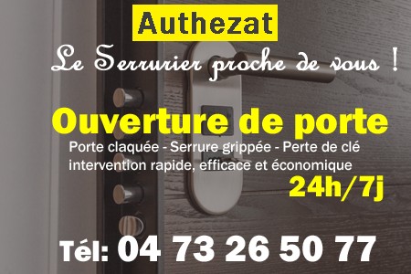 Ouverture de porte Authezat - Porte claquée Authezat - Porte fermée Authezat - serrure bloquée Authezat - serrure grippée Authezat