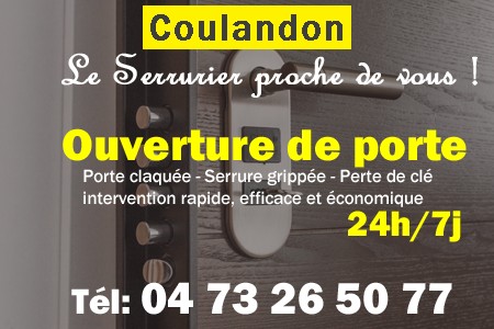 Ouverture de porte Coulandon - Porte claquée Coulandon - Porte fermée Coulandon - serrure bloquée Coulandon - serrure grippée Coulandon