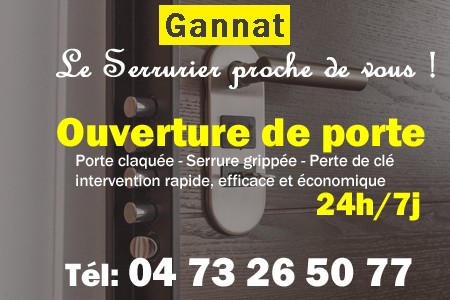 Ouverture de porte Gannat - Porte claquée Gannat - Porte fermée Gannat - serrure bloquée Gannat - serrure grippée Gannat