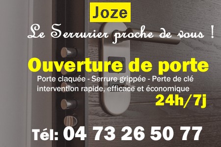 Ouverture de porte Joze - Porte claquée Joze - Porte fermée Joze - serrure bloquée Joze - serrure grippée Joze