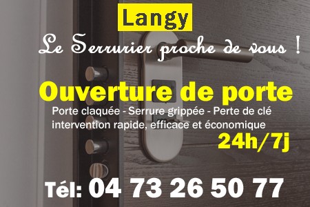 Ouverture de porte Langy - Porte claquée Langy - Porte fermée Langy - serrure bloquée Langy - serrure grippée Langy