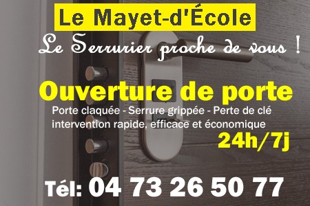 Ouverture de porte Le Mayet-d'École - Porte claquée Le Mayet-d'École - Porte fermée Le Mayet-d'École - serrure bloquée Le Mayet-d'École - serrure grippée Le Mayet-d'École