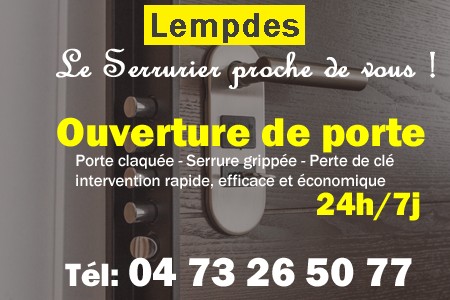 Ouverture de porte Lempdes - Porte claquée Lempdes - Porte fermée Lempdes - serrure bloquée Lempdes - serrure grippée Lempdes