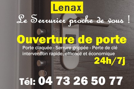 Ouverture de porte Lenax - Porte claquée Lenax - Porte fermée Lenax - serrure bloquée Lenax - serrure grippée Lenax