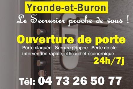 Ouverture de porte Yronde-et-Buron - Porte claquée Yronde-et-Buron - Porte fermée Yronde-et-Buron - serrure bloquée Yronde-et-Buron - serrure grippée Yronde-et-Buron