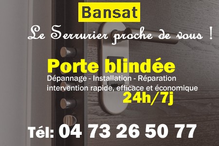 Porte blindée Bansat - Porte blindee Bansat - Blindage de porte Bansat - Bloc porte Bansat