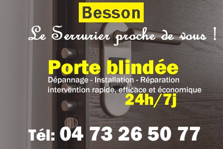 Porte blindée Besson - Porte blindee Besson - Blindage de porte Besson - Bloc porte Besson