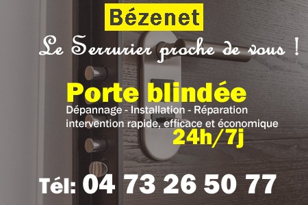 Porte blindée Bézenet - Porte blindee Bézenet - Blindage de porte Bézenet - Bloc porte Bézenet