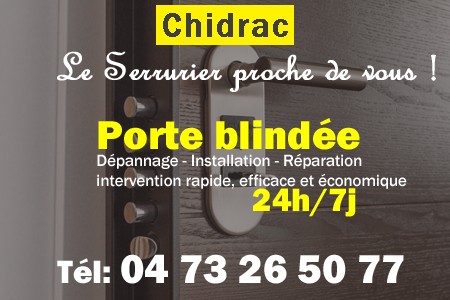 Porte blindée Chidrac - Porte blindee Chidrac - Blindage de porte Chidrac - Bloc porte Chidrac