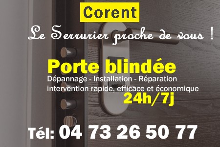 Porte blindée Corent - Porte blindee Corent - Blindage de porte Corent - Bloc porte Corent