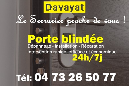 Porte blindée Davayat - Porte blindee Davayat - Blindage de porte Davayat - Bloc porte Davayat