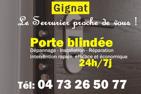 Porte blindée Gignat - Porte blindee Gignat - Blindage de porte Gignat - Bloc porte Gignat