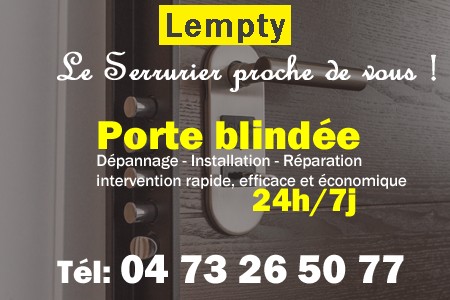 Porte blindée Lempty - Porte blindee Lempty - Blindage de porte Lempty - Bloc porte Lempty