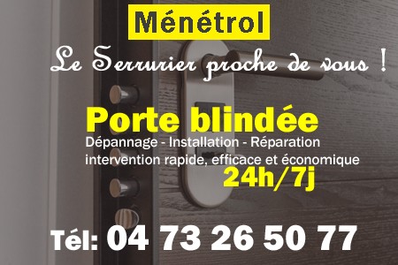 Porte blindée Ménétrol - Porte blindee Ménétrol - Blindage de porte Ménétrol - Bloc porte Ménétrol