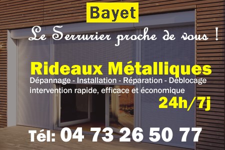 rideau metallique Bayet - rideaux metalliques Bayet - rideaux Bayet - entretien, Pose en neuf, pose en rénovation, motorisation, dépannage, déblocage, remplacement, réparation, automatisation de rideaux métalliques à Bayet