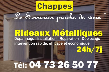 rideau metallique Chappes - rideaux metalliques Chappes - rideaux Chappes - entretien, Pose en neuf, pose en rénovation, motorisation, dépannage, déblocage, remplacement, réparation, automatisation de rideaux métalliques à Chappes