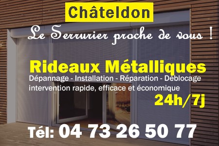 rideau metallique Châteldon - rideaux metalliques Châteldon - rideaux Châteldon - entretien, Pose en neuf, pose en rénovation, motorisation, dépannage, déblocage, remplacement, réparation, automatisation de rideaux métalliques à Châteldon