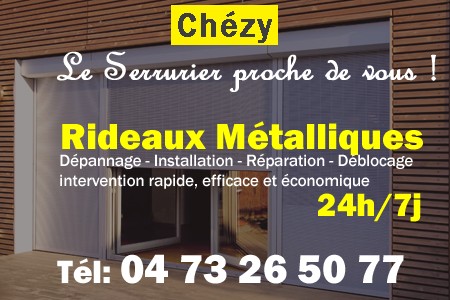 rideau metallique Chézy - rideaux metalliques Chézy - rideaux Chézy - entretien, Pose en neuf, pose en rénovation, motorisation, dépannage, déblocage, remplacement, réparation, automatisation de rideaux métalliques à Chézy