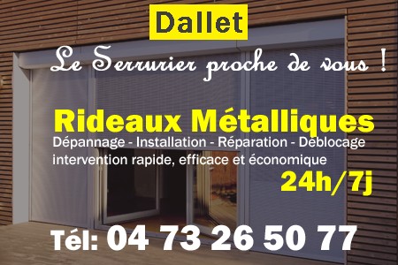 rideau metallique Dallet - rideaux metalliques Dallet - rideaux Dallet - entretien, Pose en neuf, pose en rénovation, motorisation, dépannage, déblocage, remplacement, réparation, automatisation de rideaux métalliques à Dallet