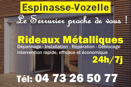 rideau metallique Espinasse-Vozelle - rideaux metalliques Espinasse-Vozelle - rideaux Espinasse-Vozelle - entretien, Pose en neuf, pose en rénovation, motorisation, dépannage, déblocage, remplacement, réparation, automatisation de rideaux métalliques à Espinasse-Vozelle