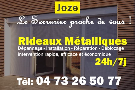 rideau metallique Joze - rideaux metalliques Joze - rideaux Joze - entretien, Pose en neuf, pose en rénovation, motorisation, dépannage, déblocage, remplacement, réparation, automatisation de rideaux métalliques à Joze