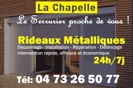 rideau metallique La Chapelle - rideaux metalliques La Chapelle - rideaux La Chapelle - entretien, Pose en neuf, pose en rénovation, motorisation, dépannage, déblocage, remplacement, réparation, automatisation de rideaux métalliques à La Chapelle