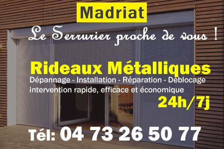 rideau metallique Madriat - rideaux metalliques Madriat - rideaux Madriat - entretien, Pose en neuf, pose en rénovation, motorisation, dépannage, déblocage, remplacement, réparation, automatisation de rideaux métalliques à Madriat