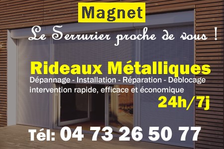 rideau metallique Magnet - rideaux metalliques Magnet - rideaux Magnet - entretien, Pose en neuf, pose en rénovation, motorisation, dépannage, déblocage, remplacement, réparation, automatisation de rideaux métalliques à Magnet