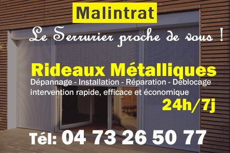 rideau metallique Malintrat - rideaux metalliques Malintrat - rideaux Malintrat - entretien, Pose en neuf, pose en rénovation, motorisation, dépannage, déblocage, remplacement, réparation, automatisation de rideaux métalliques à Malintrat