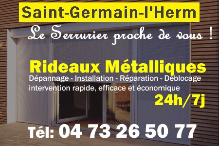 rideau metallique Saint-Germain-l'Herm - rideaux metalliques Saint-Germain-l'Herm - rideaux Saint-Germain-l'Herm - entretien, Pose en neuf, pose en rénovation, motorisation, dépannage, déblocage, remplacement, réparation, automatisation de rideaux métalliques à Saint-Germain-l'Herm