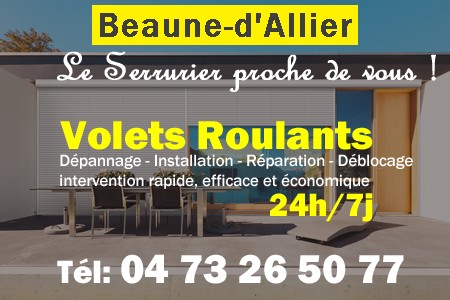 volet roulant Beaune-d'Allier - volets Beaune-d'Allier - volet Beaune-d'Allier - entretien, Pose en neuf, pose en rénovation, motorisation, dépannage, déblocage, remplacement, réparation, automatisation de volet roulant à Beaune-d'Allier