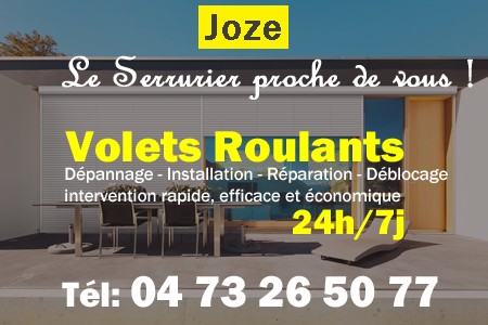 volet roulant Joze - volets Joze - volet Joze - entretien, Pose en neuf, pose en rénovation, motorisation, dépannage, déblocage, remplacement, réparation, automatisation de volet roulant à Joze