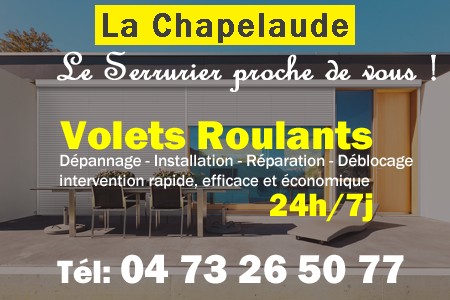 volet roulant La Chapelaude - volets La Chapelaude - volet La Chapelaude - entretien, Pose en neuf, pose en rénovation, motorisation, dépannage, déblocage, remplacement, réparation, automatisation de volet roulant à La Chapelaude