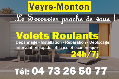 volet roulant Veyre-Monton - volets Veyre-Monton - volet Veyre-Monton - entretien, Pose en neuf, pose en rénovation, motorisation, dépannage, déblocage, remplacement, réparation, automatisation de volet roulant à Veyre-Monton